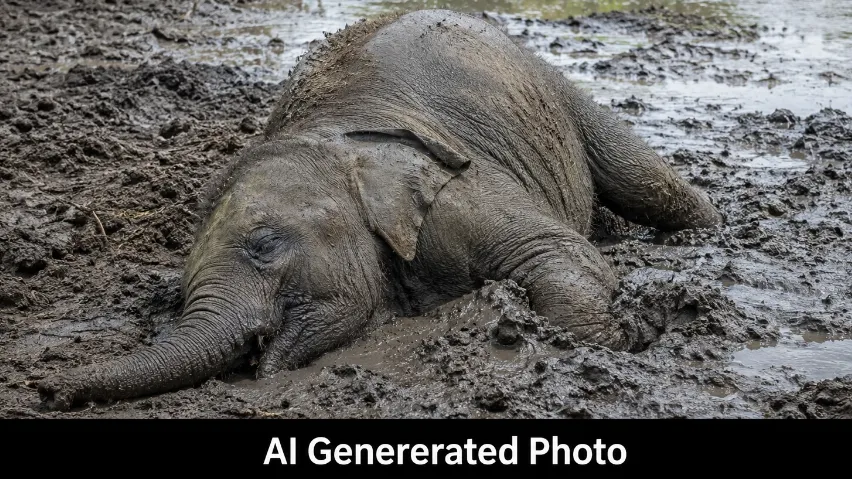 Elephant calf dies after getting trapped in swamp