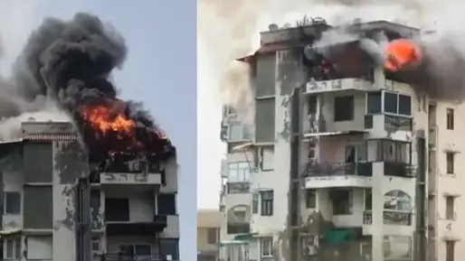 दिल्ली के प्लैट में आग