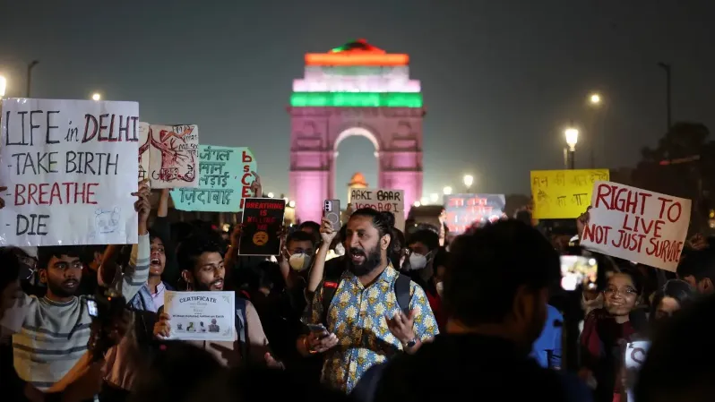 दिल्ली प्रदूषण प्रदर्शन