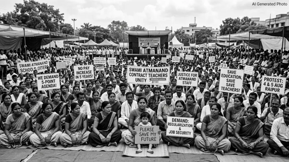Swami Atmanand School, Strike, Contractual teacher 