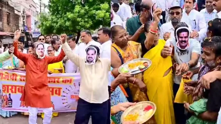 नई शराब दुकान: कांग्रेस ने किया विरोध प्रदर्शन