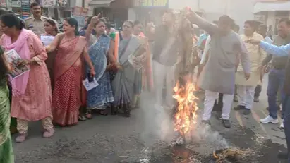 पुतला फूंका- कोरबा