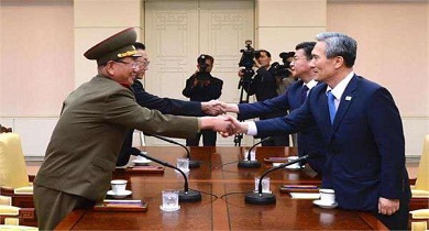 नार्थ कोरिया व साउथ कोरिया के बीच बातचीत